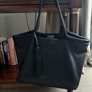 Tory Burch Black Leather Tote Bag